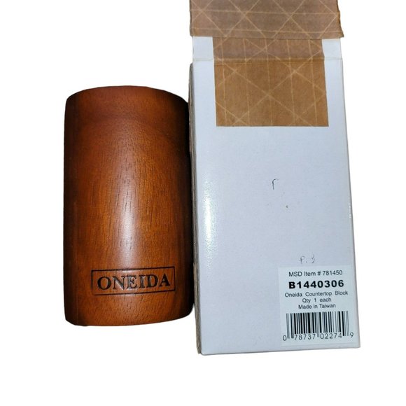 Oneida Countertop Knife Block Round Faux Walnut Wood NIB DH572 - Picture 7 of 7